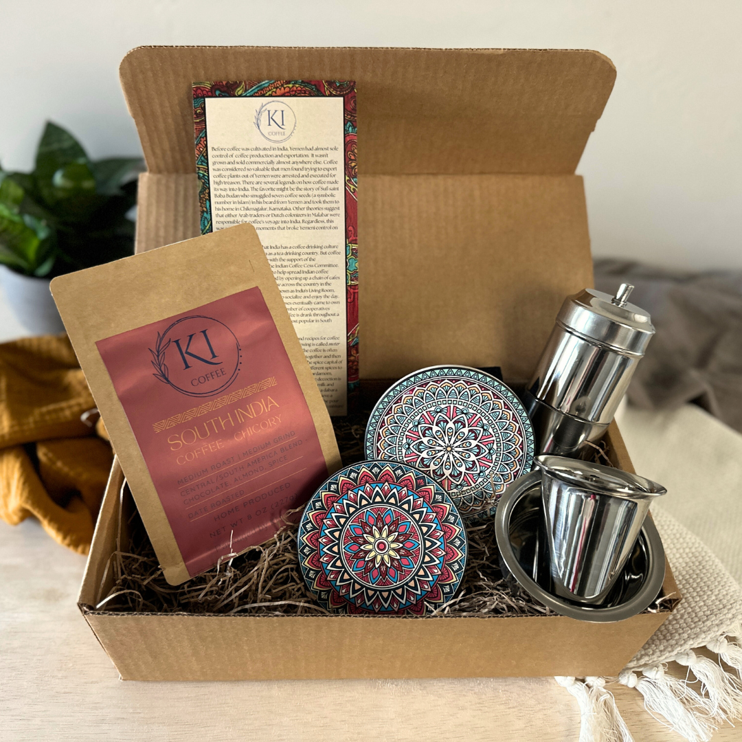Ki Coffee Culture box featuring bagged gourmet coffee and more